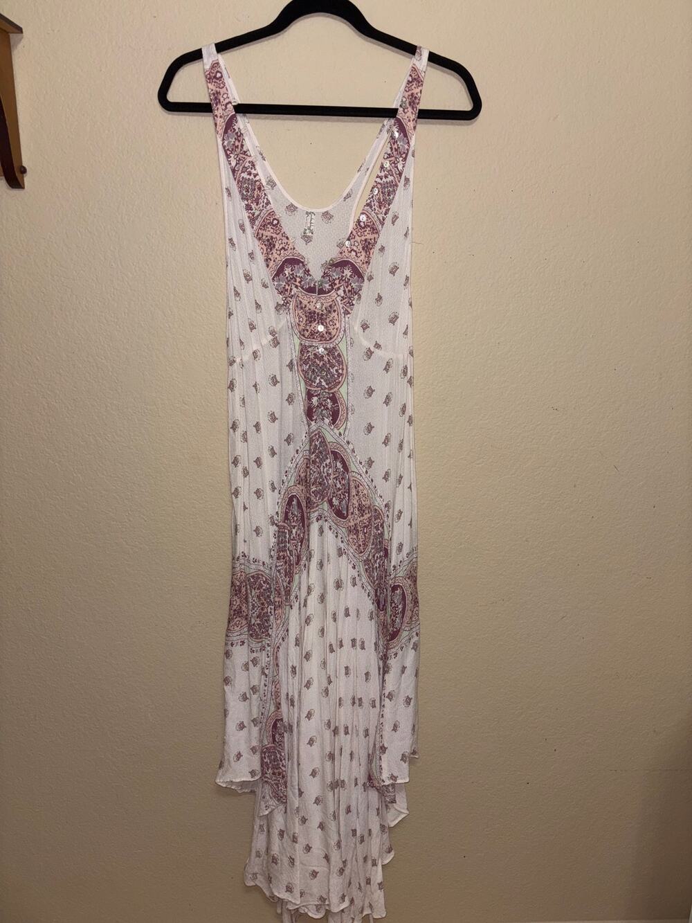 Free People Intimately printed handkerchief-hem maxi slip dress/nightgown